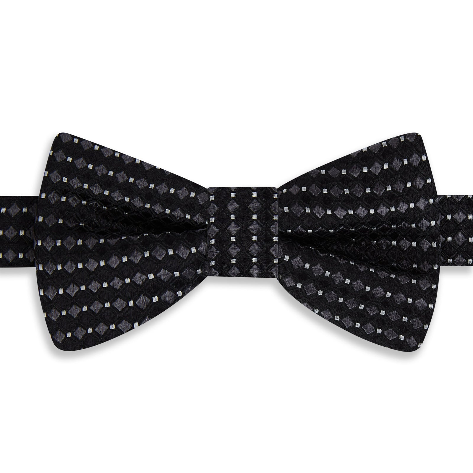 Silver Jacquard Silk Pre Tied Bow Tie