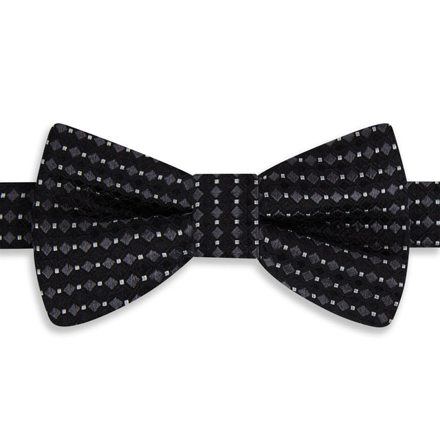 Silver Jacquard Silk Pre Tied Bow Tie