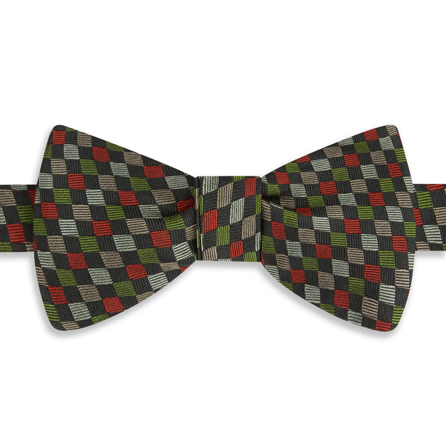 Green Harlequin Woven Silk Bow Tie