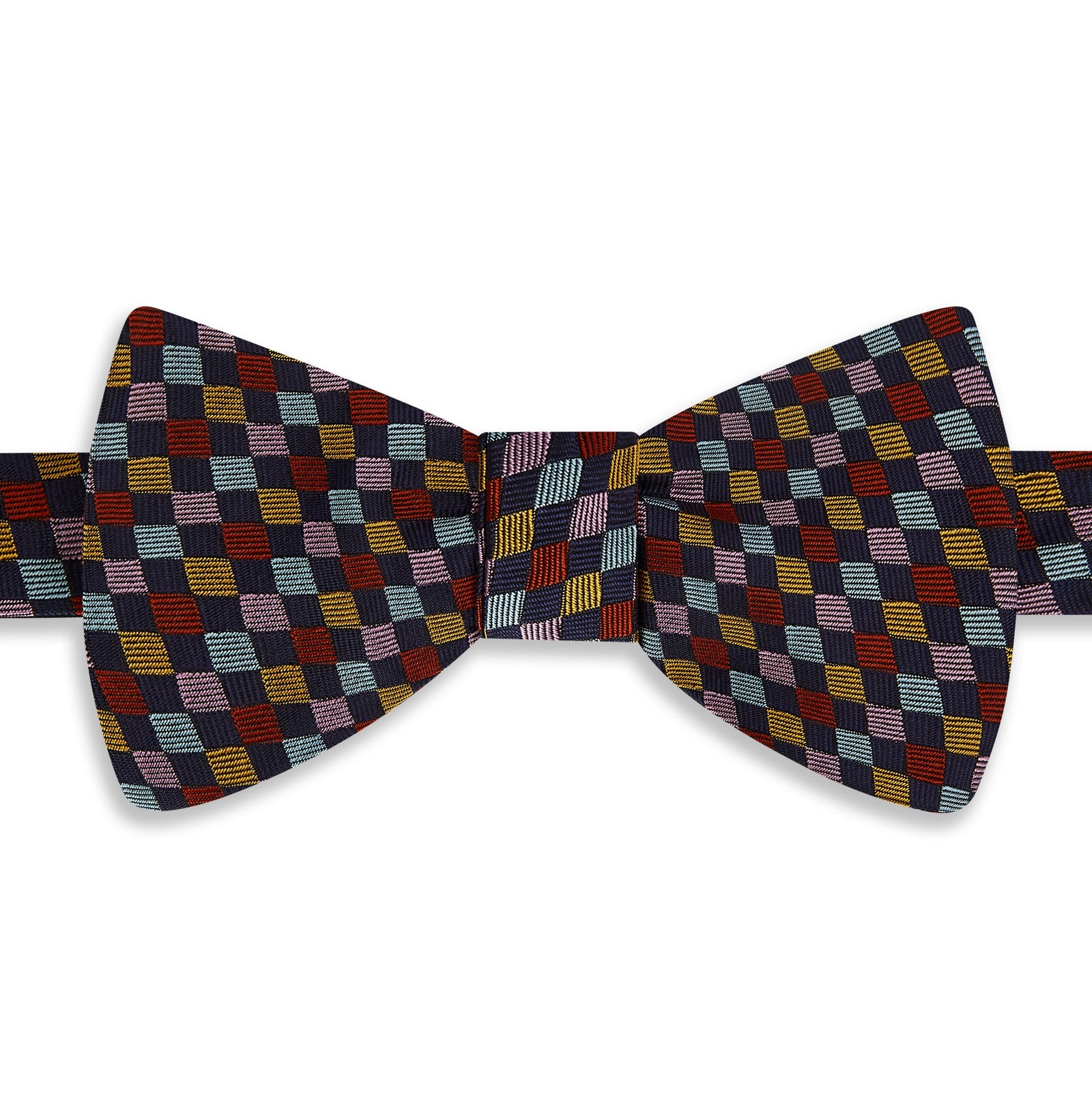 Navy Harlequin Woven Silk Bow Tie