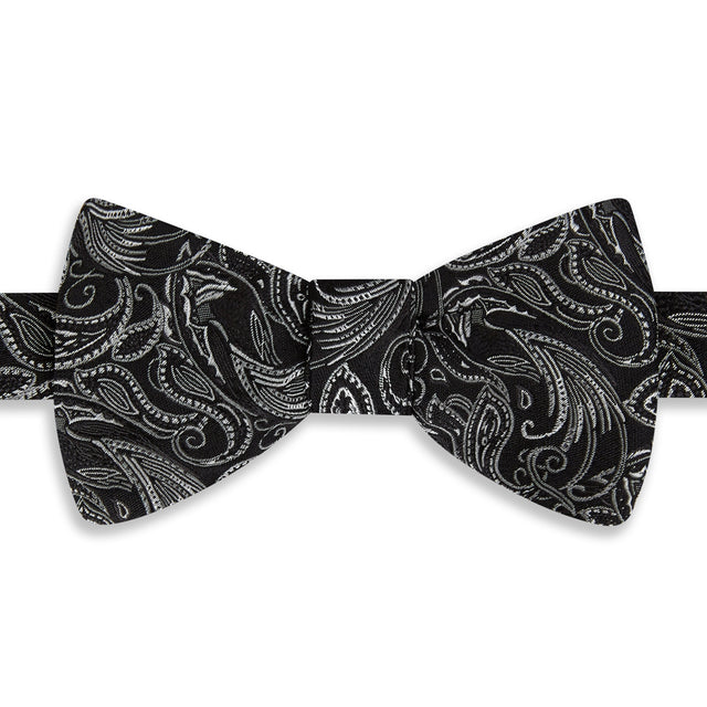 Black Pheasant Woven Silk Bow Tie