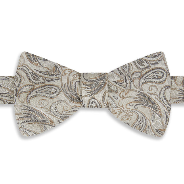 Ivory Pheasant Woven Silk Bow Tie