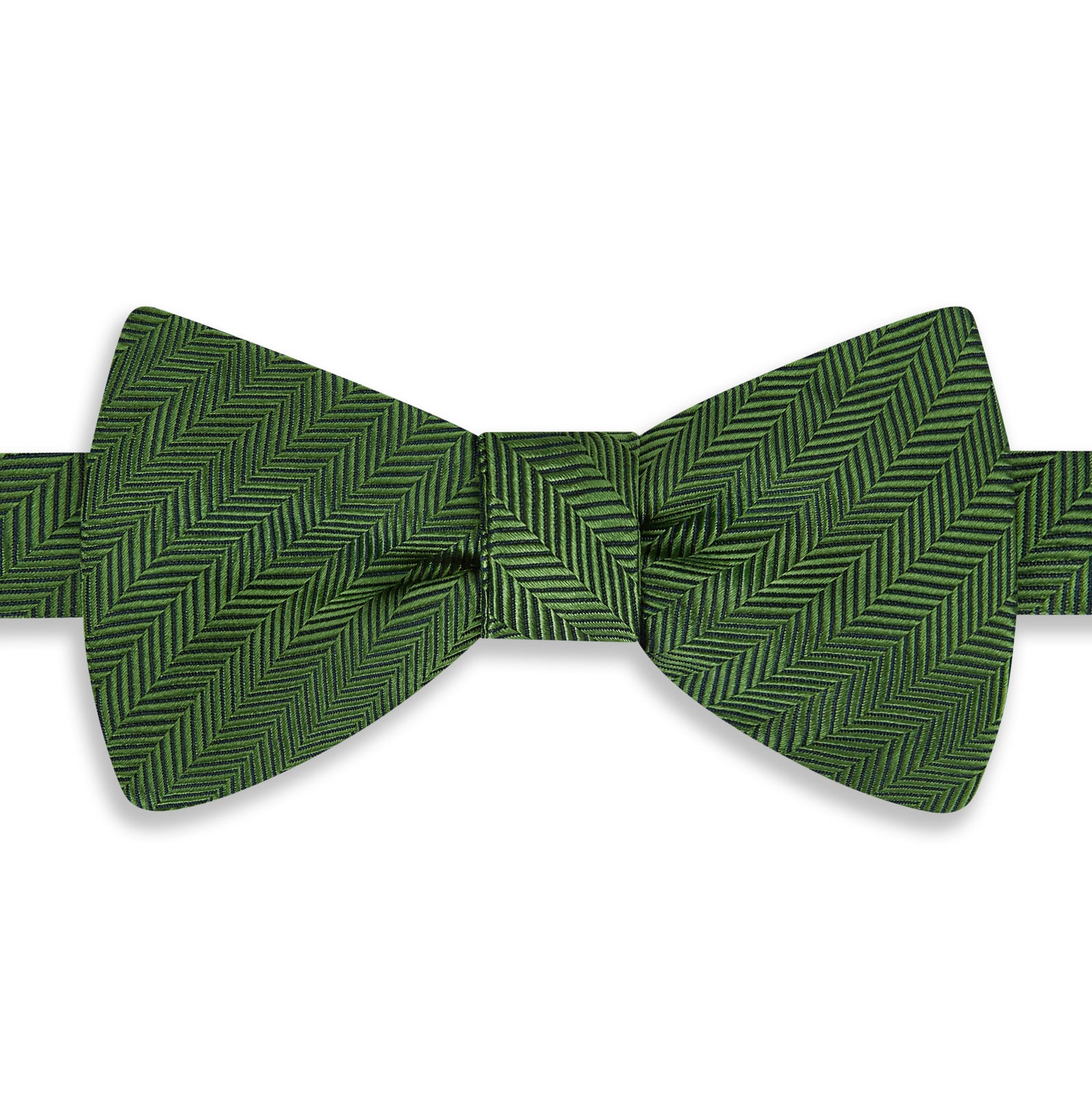 Green Herringbone Woven Silk Bow Tie