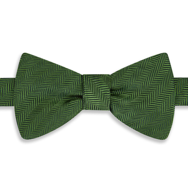 Green Herringbone Woven Silk Bow Tie