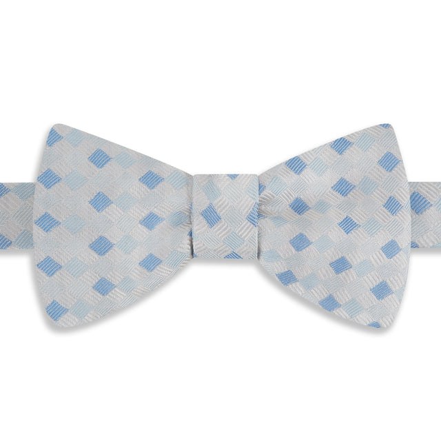 Blue Harlequin Woven Silk Bow Tie
