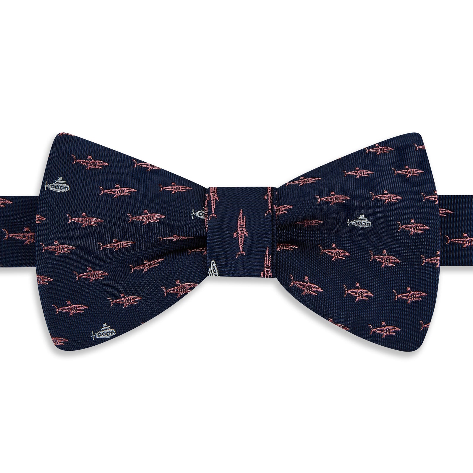 Navy Pink Submarine Woven Silk Bow Tie