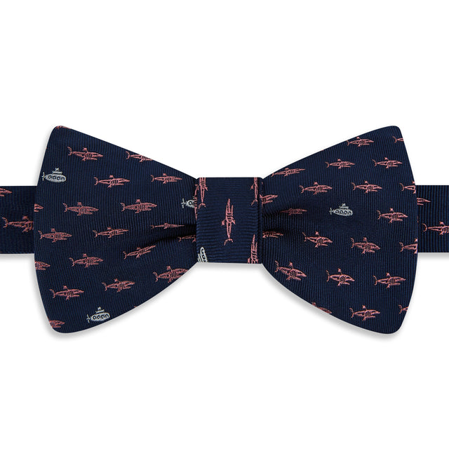 Navy Pink Submarine Woven Silk Bow Tie