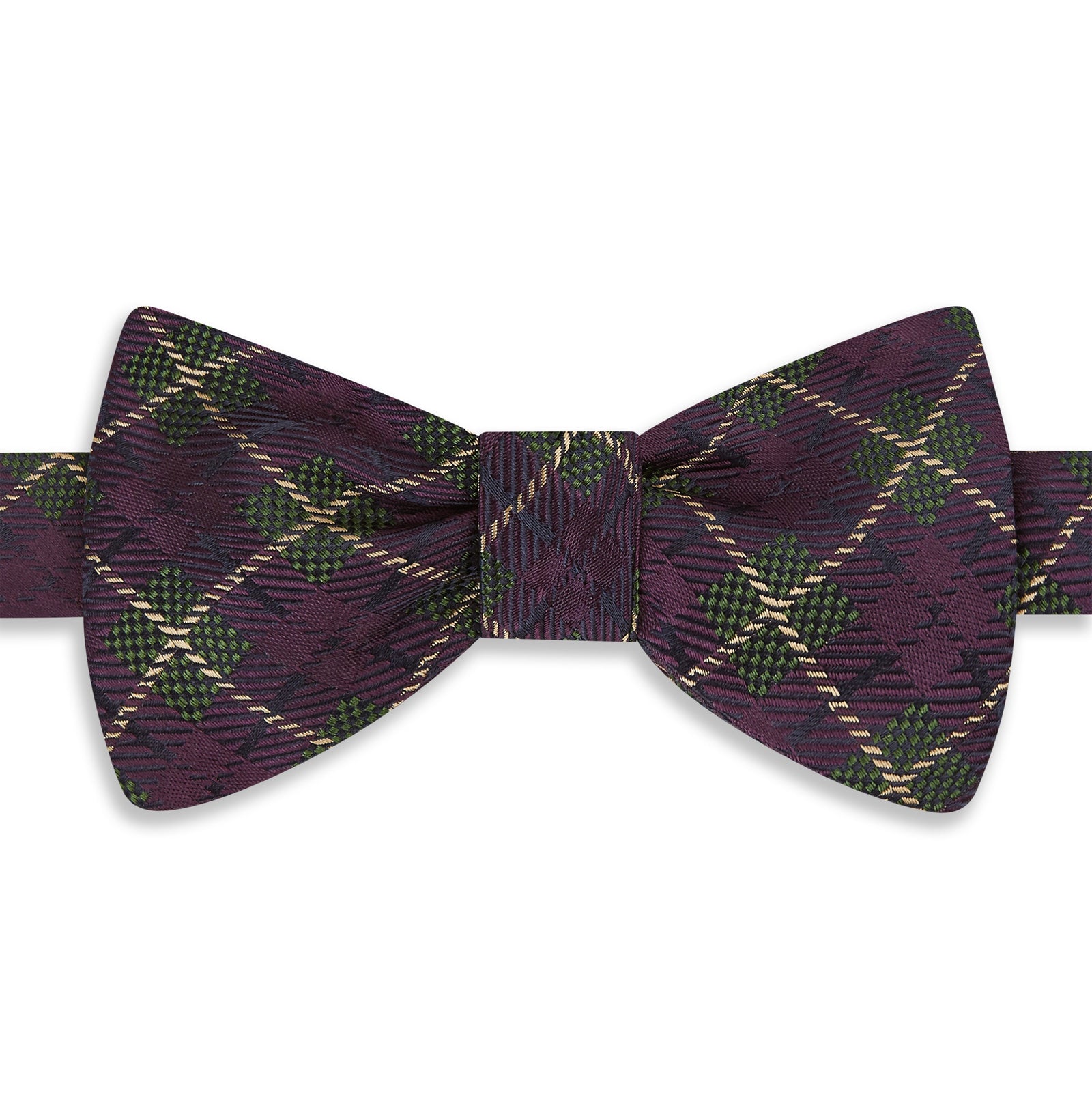 Purple Square Check Woven Bow Tie