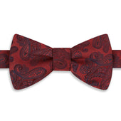 Red Paisley Woven Silk Bow Tie
