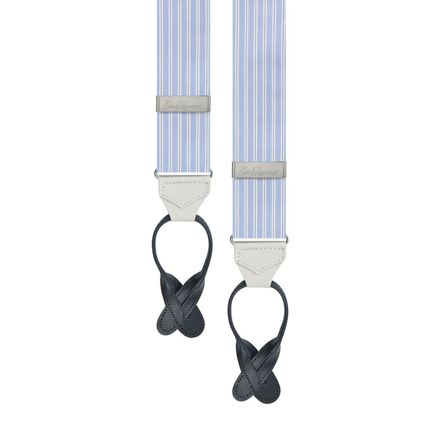Blue And White Engineered Stripe Cotton Braces