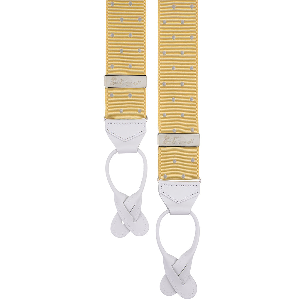 Yellow and Silver Webbed Polka Dot Elastic Braces
