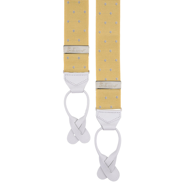 Yellow and Silver Webbed Polka Dot Elastic Braces