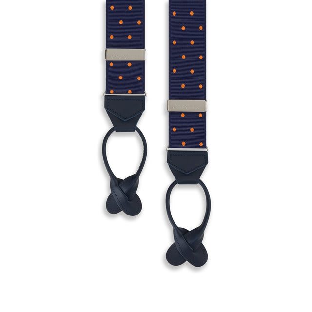 Navy and Orange Webbed Spot Braces