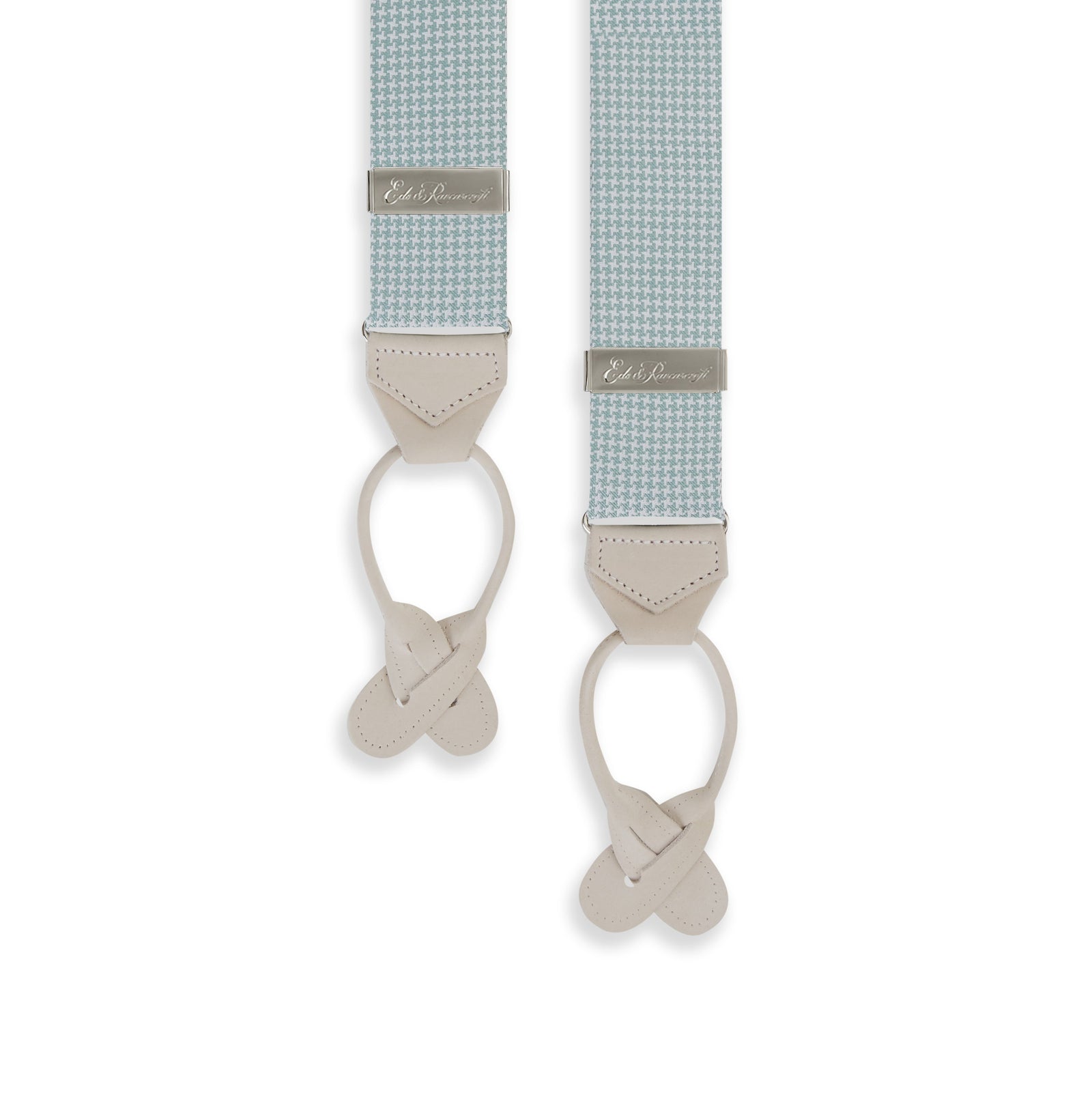 And White Houndstooth Silk Braces