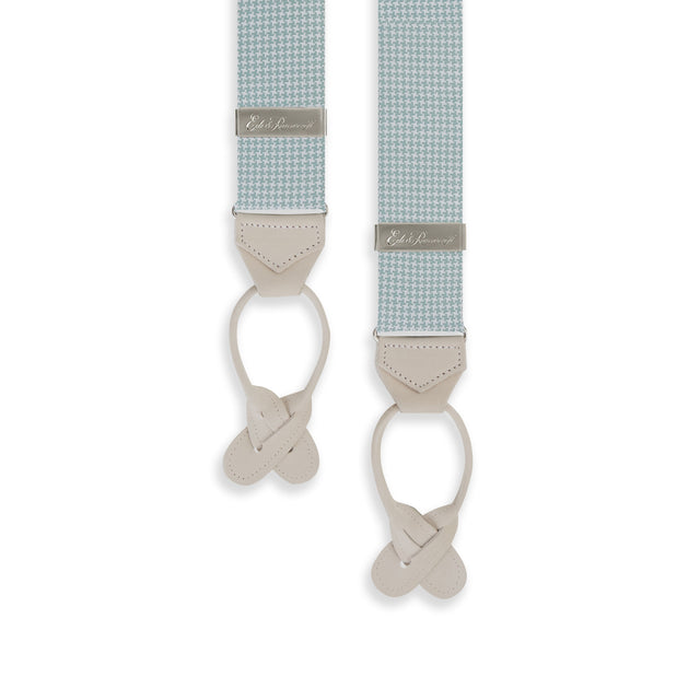 Green and White Houndstooth Silk Braces