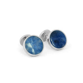 Large Sodalite And Small Mother of Pearl Reversible Cufflink