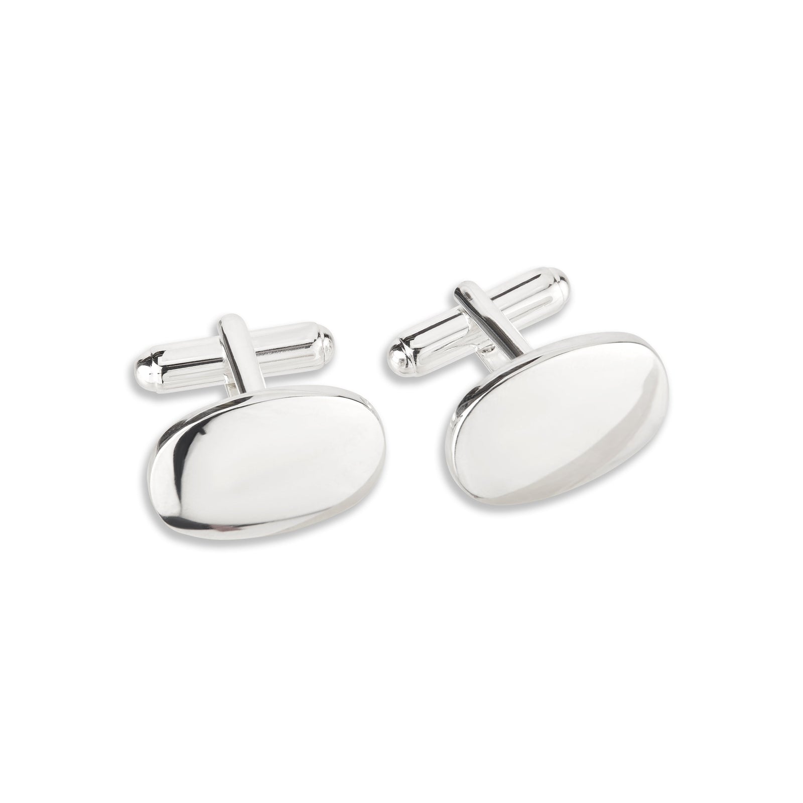 Silver oval cufflinks