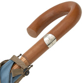 Blue and Beige Malacca Wood Handle Two Colour Panel Umbrella