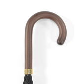 Hardwood Dark Brown Handle Black Umbrella