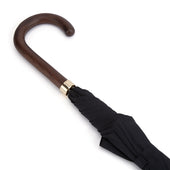 Hardwood Dark Brown Handle Black Umbrella