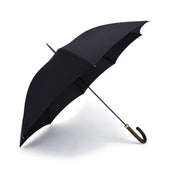 Hardwood Dark Brown Handle Black Umbrella