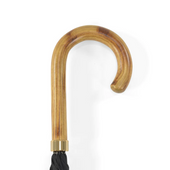 Hardwood Light Grained Handle Black Umbrella