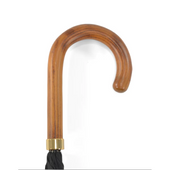Hardwood Medium Brown Handle Black Umbrella
