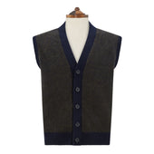 Kells Knitted Navy Green Birdseye Wool Vest