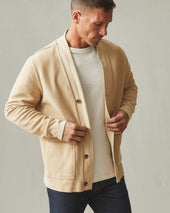 Men S French Terry Twill Cardigan Safari