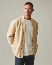 Men S French Terry Twill Cardigan Safari