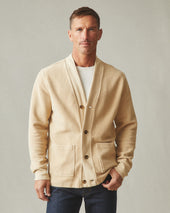 Men S French Terry Twill Cardigan Safari