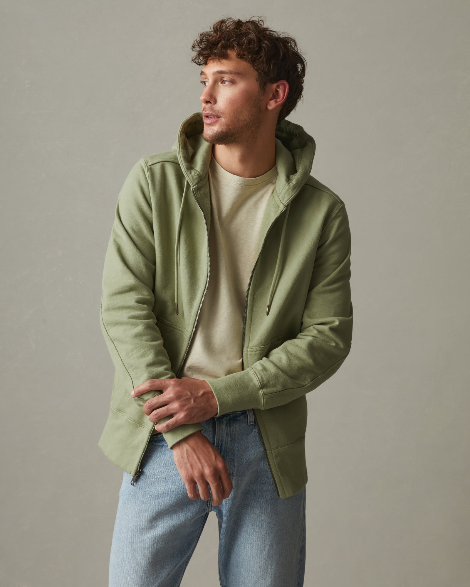Men S Classic Full Zip Pale