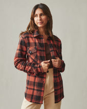 Unisex Redwood Fleece Overshirt Habanero Plaid