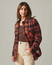 Unisex Redwood Fleece Overshirt Habanero Plaid