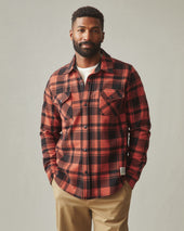 Unisex Redwood Fleece Overshirt Habanero Plaid