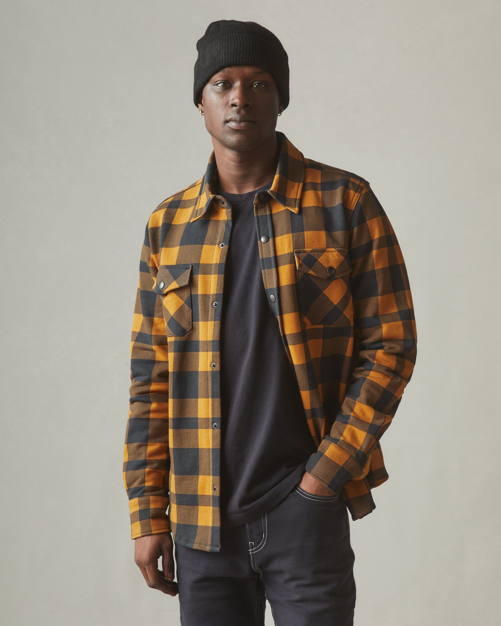 Unisex Redwood Fleece Overshirt Cathay Spice Plaid