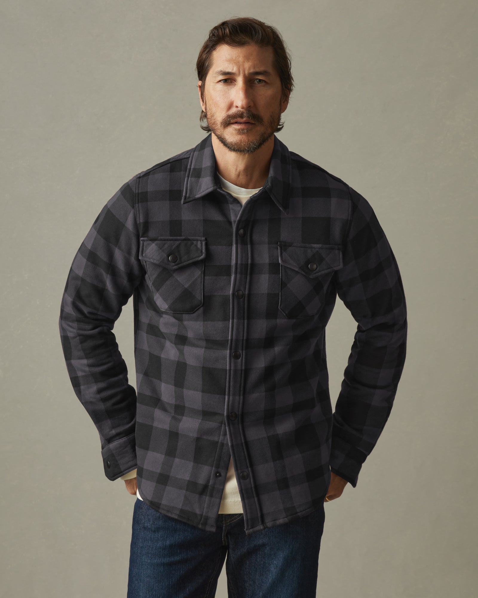 Unisex Redwood Fleece Overshirt Stealth Plaid