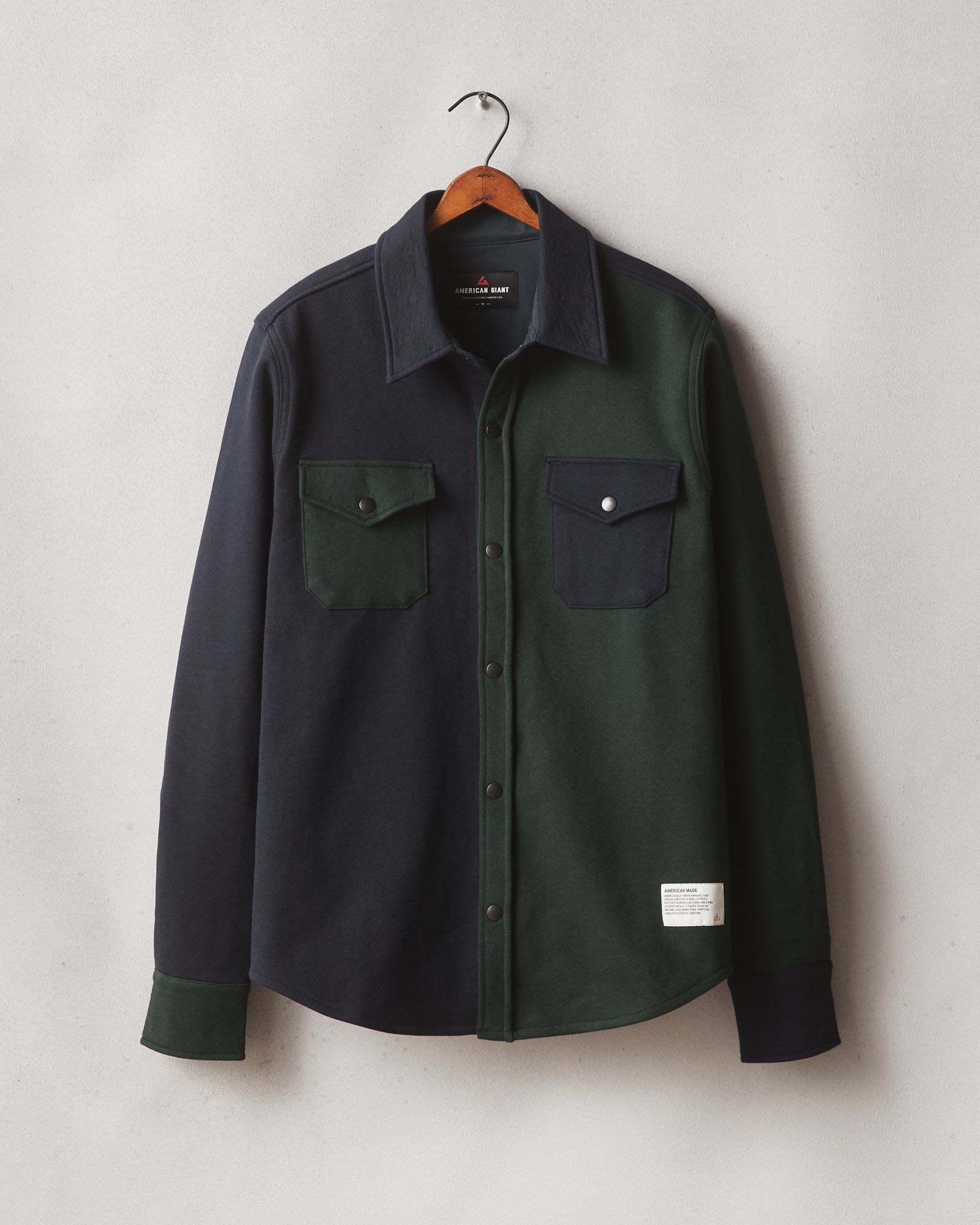 Unisex Redwood Fleece Overshirt Green Navy