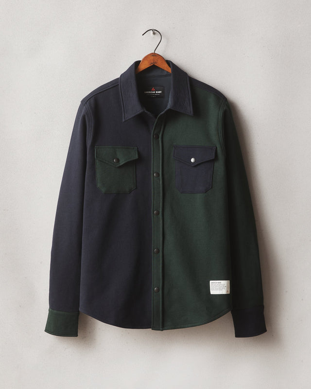 Unisex Redwood Fleece Overshirt Green Navy