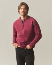 Men's Midweight Snap Henley - Pomegranate