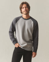 Men S Colorblock Midweight Crewneck Sharkskin Dark Charcoal