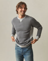 Men S Colorblock Summit Waffle Long Sleeve Crew Lava Heather Grey