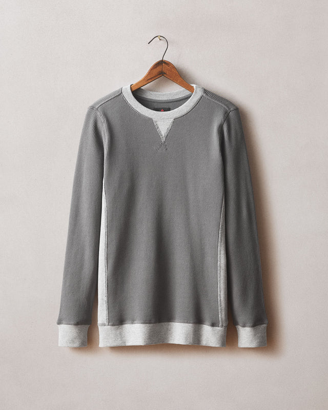 Men S Colorblock Summit Waffle Long Sleeve Crew Lava Heather Grey