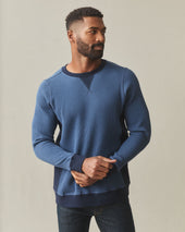 Men S Colorblock Summit Waffle Long Sleeve Crew Marine Oxford Blue