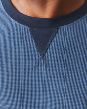 Men S Colorblock Summit Waffle Long Sleeve Crew Marine Oxford Blue