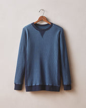 Men S Colorblock Summit Waffle Long Sleeve Crew Marine Oxford Blue