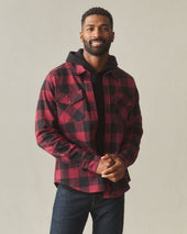 Unisex Redwood Fleece Overshirt Bonfire Red Plaid