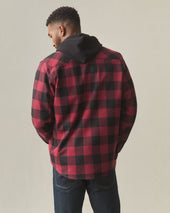 Unisex Redwood Fleece Overshirt Bonfire Red Plaid