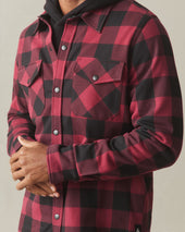 Unisex Redwood Fleece Overshirt Bonfire Red Plaid