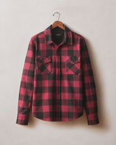 Unisex Redwood Fleece Overshirt Bonfire Red Plaid